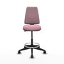 Tabouret Taburete Elche Contact permament de base Tissu Rose Base pyramidale noire Sans accoudoirs Sans appui-tête Roulettes 65mm nylon