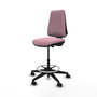 Tabouret Taburete Elche Contact permament de base Tissu Rose Base pyramidale noire Sans accoudoirs Sans appui-tête Roulettes 65mm nylon