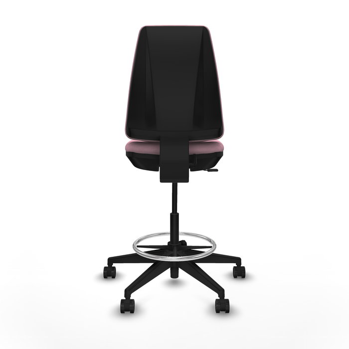 Tabouret Taburete Elche Contact permament de base Tissu Rose Base pyramidale noire Sans accoudoirs Sans appui-tête Roulettes 65mm nylon