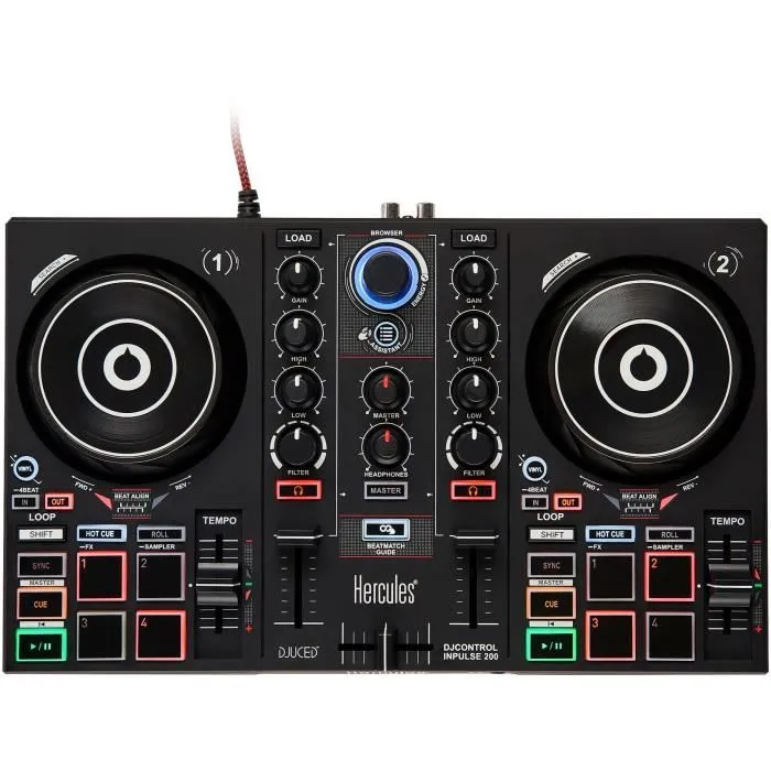 Hercules DJLearning Kit MK2 - Contrôleur DJ Inpulse 200 + Enceintes DJMonitor 32 + Casque HDP DJ45 - Kit DJ tout-en-un débutant avec logiciels et tutoriels