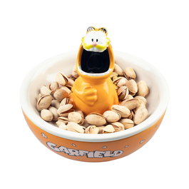 ERIK - Bol à Snacks Garfield 3D avec Couvercle et Trou de Déchets, 16.2x13x16.2 cm, en Dolomite