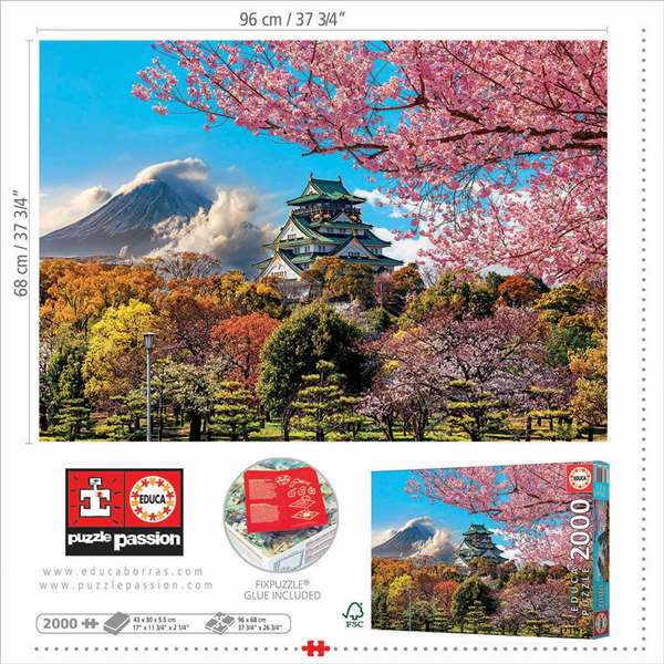 Educa Puzzle 2000 pièces Castillo de Osaka (Japon) - Pour adultes Educa Puzzle 2000 pièces Castillo de Osaka (Japon) - Pour adultes