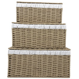 Home Deco Factory Lot de 3 boîtes de rangement avec couvercles