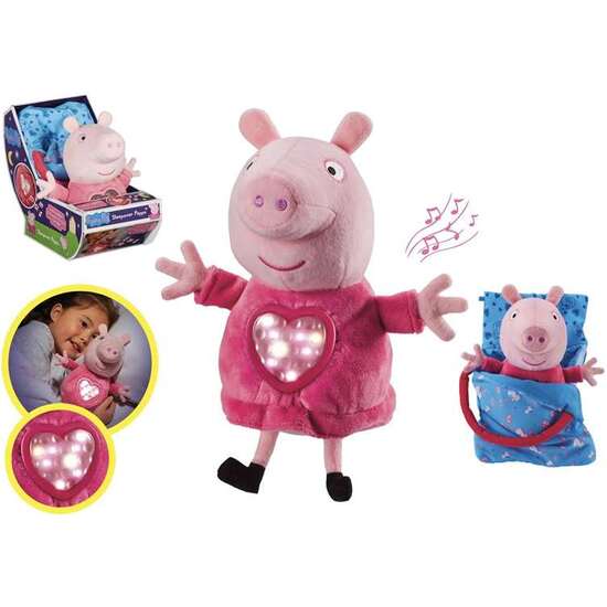 Peppa Pig Fiesta Pijamas 3 Peluche avec sac de couchage et lumières, modèle COP6926