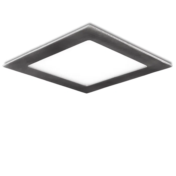 Plaque LED 12W 1200Lm 2700K Carrée Nickel Satiné 50.000H GL-CL-S12N-WW