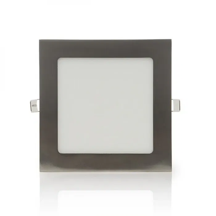Plaque LED 12W 1200Lm 2700K Carrée Nickel Satiné 50.000H GL-CL-S12N-WW