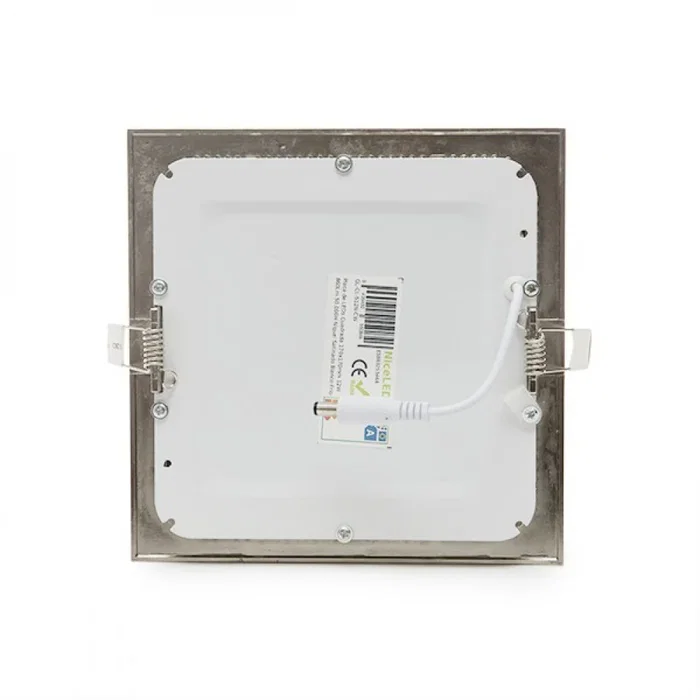 Plaque LED 12W 1200Lm 2700K Carrée Nickel Satiné 50.000H GL-CL-S12N-WW