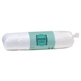 Traversin en microfibre 140 cm, garnissage 950g en polyester pour soutien cervical, finition bourdon apparent