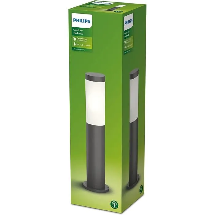 Philips Utrecht - Lampadaire extérieur sur poteau anthracite 1x20W haute tension - Éclairage jardin allée terrasse moderne et élégant en acier inoxydable
