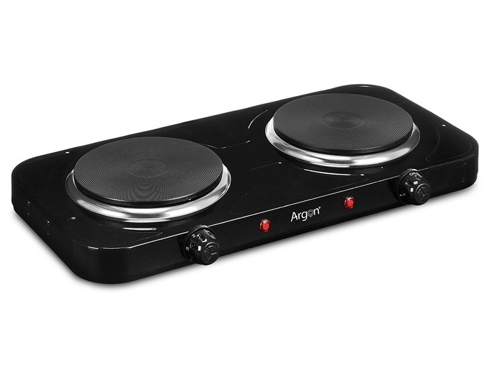 Argon Table de cuisson électrique double 2000W Noir 48x27x5 cm (Set de 4)