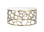 GINER Y COLOMER - Table basse ronde en marbre blanc avec veines grises et base en aluminium doré à structure ajourée, design moderne et luxueux