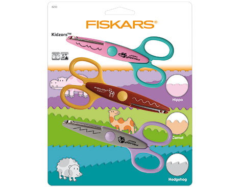 Fiskars Set de 3 ciseaux Kidzors motifs animaux du zoo pour enfants