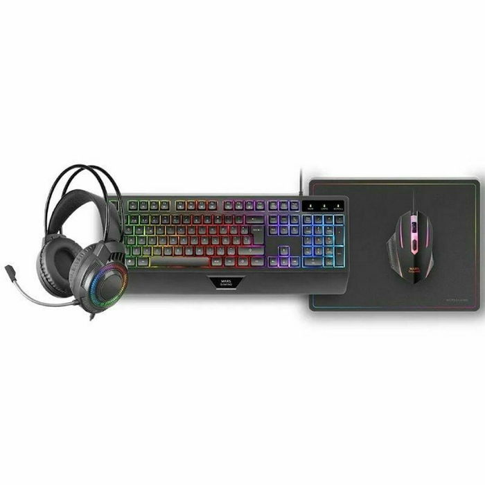 clavier et souris Mars Gaming MCP124PROES Noir Multicouleur Espagnol Qwerty