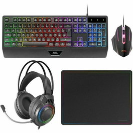 clavier et souris Mars Gaming MCP124PROES Noir Multicouleur Espagnol Qwerty (4 Unités)