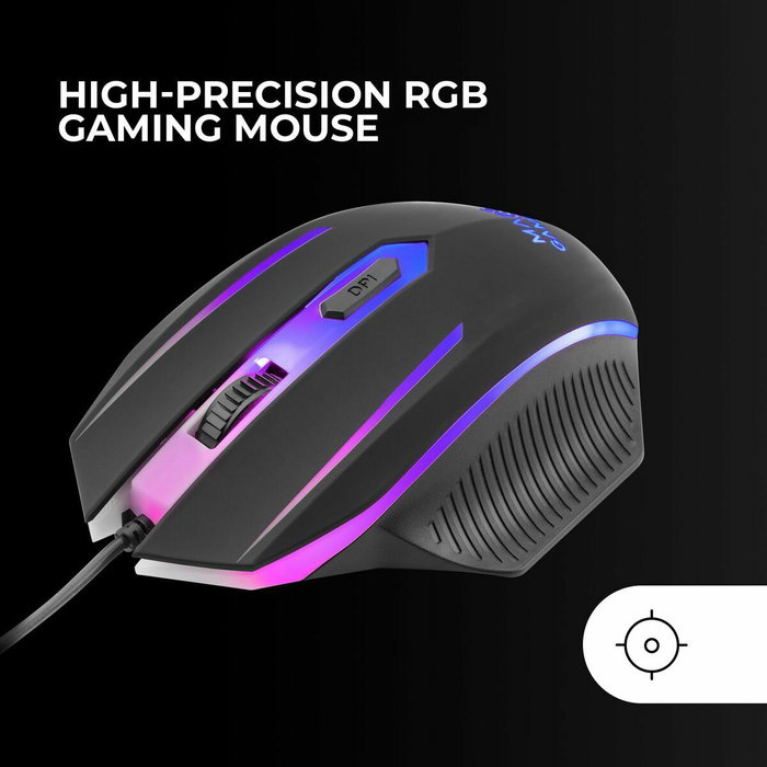 clavier et souris Mars Gaming MCP124PROES Noir Multicouleur Espagnol Qwerty (4 Unités)