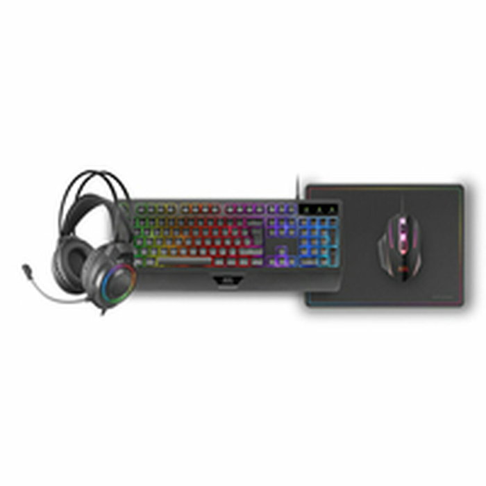 clavier et souris Mars Gaming MCP124PROES Noir Multicouleur Espagnol Qwerty (4 Unités)