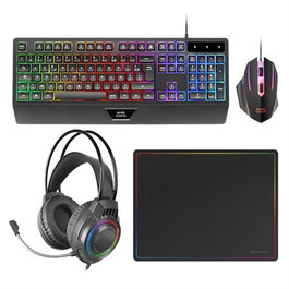 Mars Gaming MCP124PRO Kit Combo 4 en 1 : Clavier H-Mech RGB, Souris 3200 DPI, Casque FRGB, Tapis Nanotextile 36x26 cm