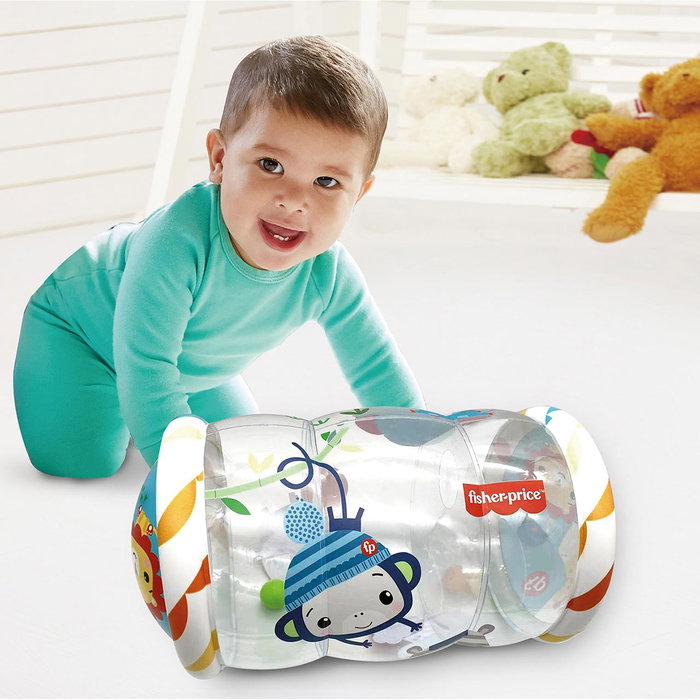 Fisher-Price Roller Bébé Transparent pour l'Apprentissage du Rampement avec 3 Balles et Compartiments, Jouet d'Éveil Sensoriel et Motricité à partir de 6 Mois