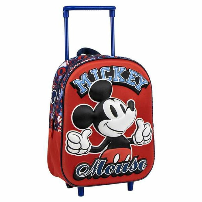 Cartable à roulettes Mickey Mouse Rouge 25,0 x 31,0 x 10,0 cm 3D