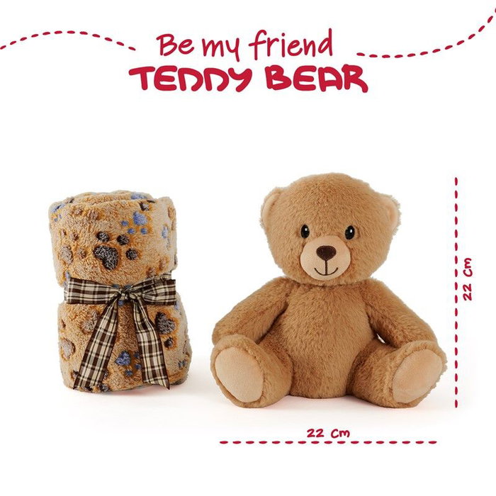PERLETTI Ours en peluche Teddy avec couverture douce, peluche 22cm, couverture 120x80cm, jouet enfant PERLETTI Ours en peluche Teddy avec couverture douce, peluche 22cm, couverture 120x80cm, jouet enfant