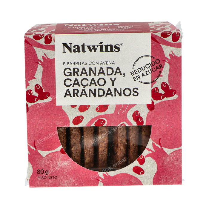 Natwins Barres Avoine et Épeautre Grenade Cacao et Myrtilles 80g Natwins Barres Avoine et Épeautre Grenade Cacao et Myrtilles 80g