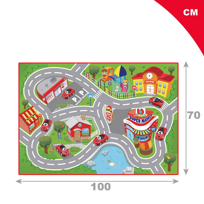 COLOR BABY Circuit de course Ferrari avec voiture - Tapis de jeu 100 x 70 cm, voiture 9 cm