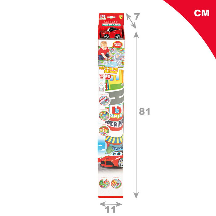 COLOR BABY Circuit de course Ferrari avec voiture - Tapis de jeu 100 x 70 cm, voiture 9 cm