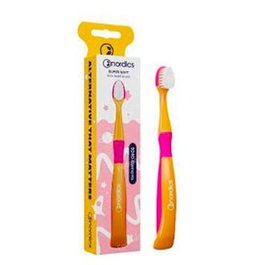 Nordics Oral Care Brosse à Dents Enfants 9.240 Sirène Orange - À partir de 3 ans - Filaments Ultra-Soufs 0,08mm - Manga en Silicone et PLA