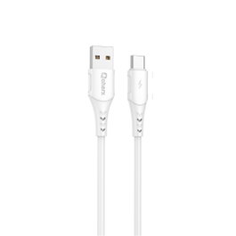 Qcharx Lisbon Câble USB A Micro Charge Rapide Synchronisation Données 1m PVC Blanc Anti-Nœuds, 3A