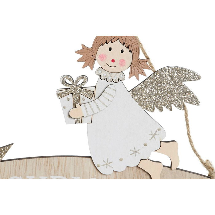 Décoration Suspendue DKD Home Decor Blanc Doré Bois 22,5 x 0,5 x 15 cm (2 Unités)