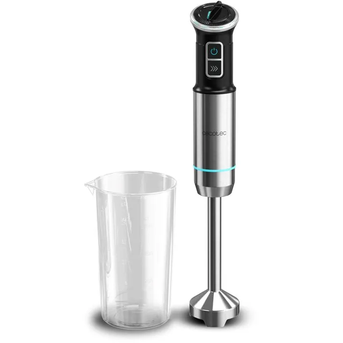 Cecotec Power Neutron Mixeur plongeant 1100 W avec lames CrossBlades en titane noir, fonction Turbo et verre de 800 ml