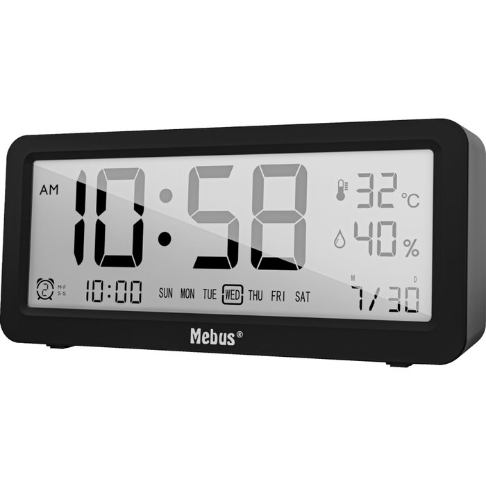 Mebus Réveil numérique 25819 Quartz Noir Mebus Réveil numérique 25819 Quartz Noir