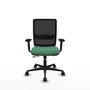 PIQUERAS Y CRESPO Chaise Haches Synchrone/Traslack Vert émeraude et Noir, Accoudoir 2D, Sans appui-tête, Base nylon noir, Roulettes 65mm nylon