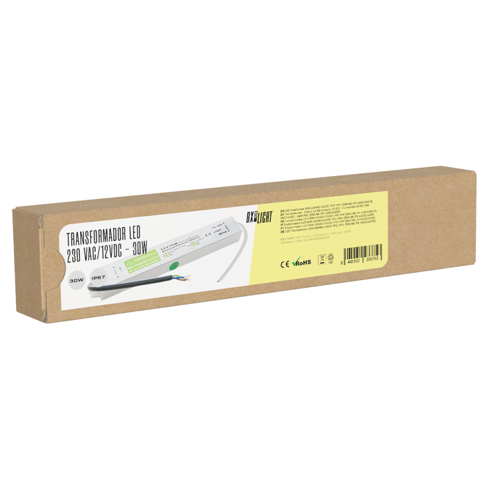 BX3 LIGHT BX3-NK-TR-12VDC30EIP Transformateur LED 30W 230VAC/12VDC IP67 Étanche Extérieur