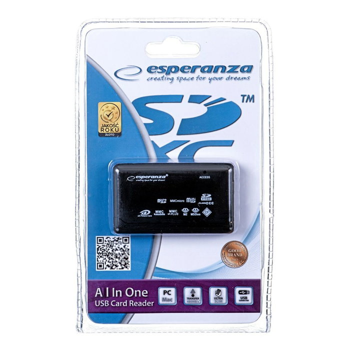 Lecteur de Cartes Externe Esperanza EA119 Noir Lecteur de Cartes Externe Esperanza EA119 Noir