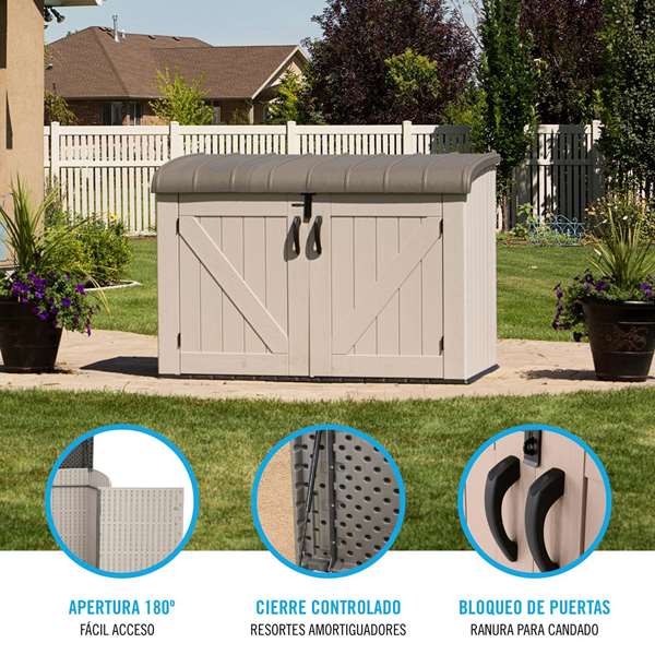 Color Baby - Armario exterior horizontal Lifetime 190x106x131 cm - Armoire de rangement extérieure horizontale en plastique et acier pour jardin