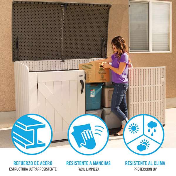 Color Baby - Armario exterior horizontal Lifetime 190x106x131 cm - Armoire de rangement extérieure horizontale en plastique et acier pour jardin