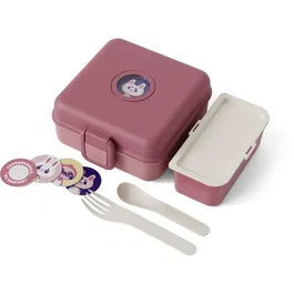 Monbento Snacky Rose Blush - Boîte à sandwich pour enfant avec couverts