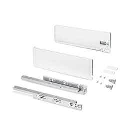 Emuca Tiroir extérieur Protone 30kg , coulisses à sortie totale et fermeture amortie, hauteur 131mm, profondeur 450mm, Acier, Peint en blanc
