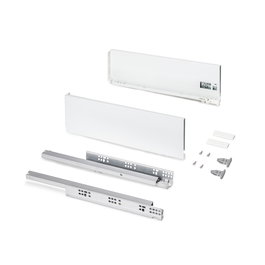 Emuca Tiroir extérieur Protone 30kg , coulisses à sortie totale et fermeture amortie, hauteur 131mm, profondeur 450mm, Acier, Peint en blanc