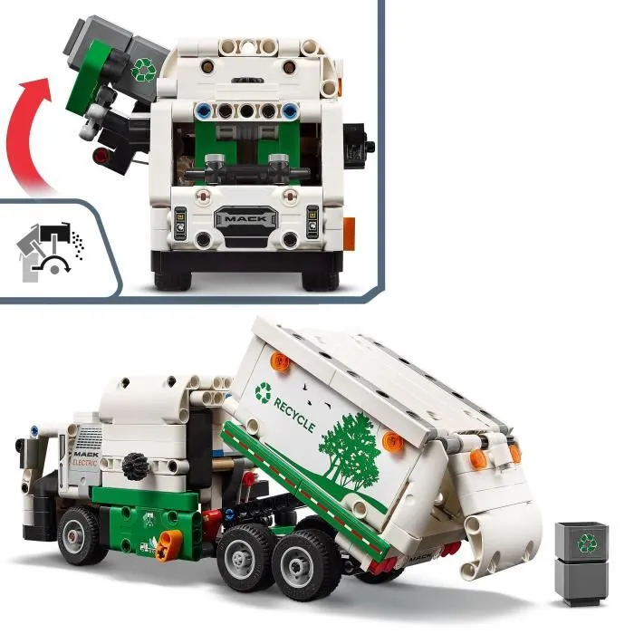 Lego 42167 Technic Mack LR Electric Camion Poubelle, Jouet Véhicule de Recyclage Électrique avec Chargeur Latéral, 503 Pièces, 8 ans et plus