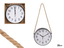 Giftdecor Horloge Murale à Suspendre Noire 25 cm Plastique (Set de 12)
