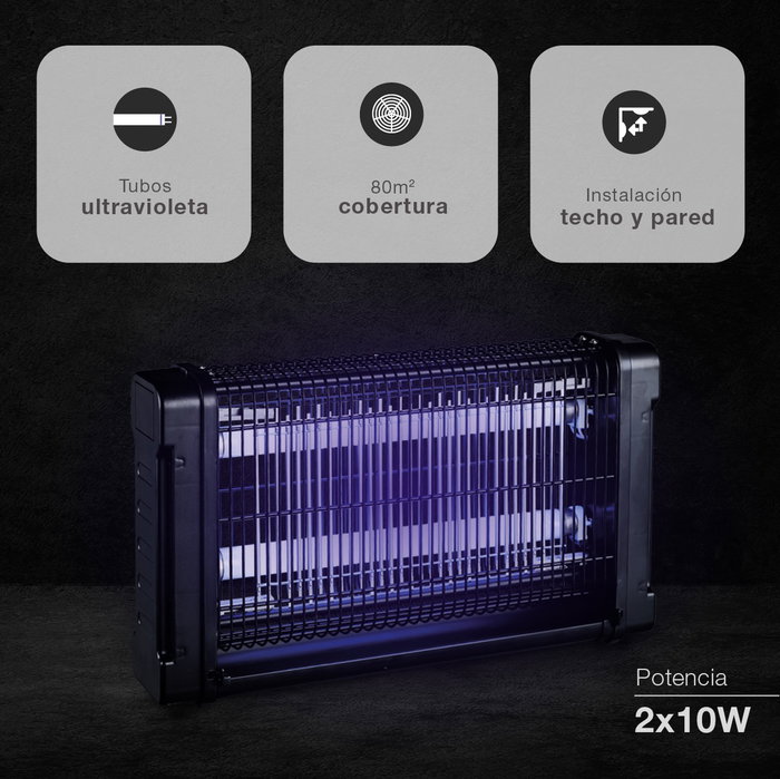Navelis Mata insectos eléctrico Balonga 2x10W Negro