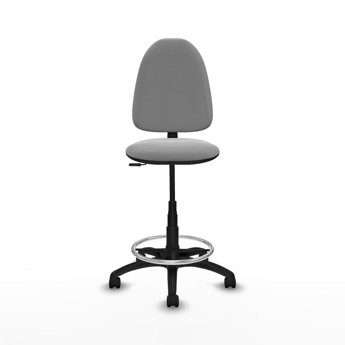 Tabouret Aýna taburete Contact permament de base Cuir écologique Gris clair Structure polyamide noire Sans accoudoirs Sans appui-tête Roulettes en nylon 50 mm