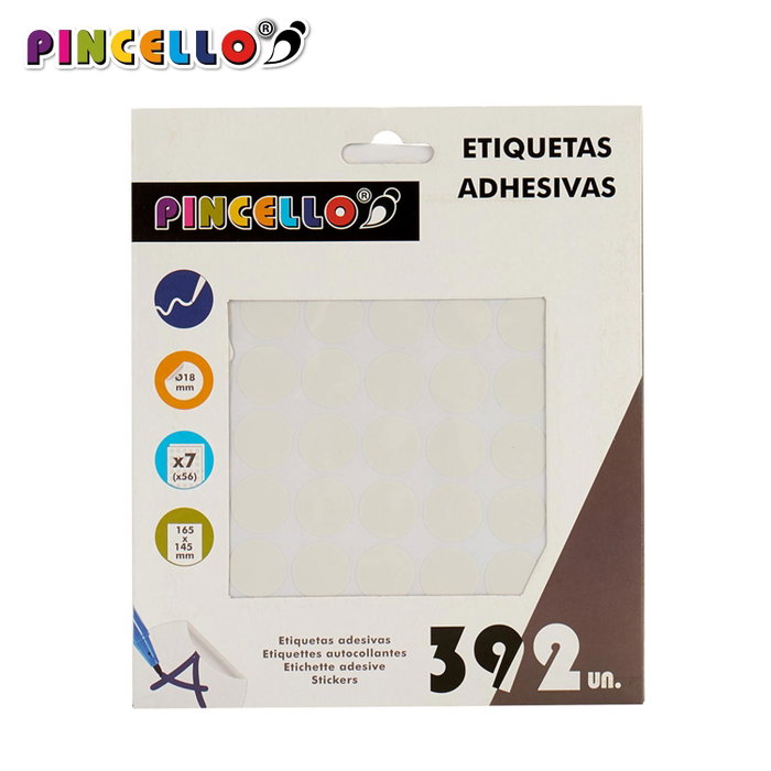 Pincello Étiquettes Adhésives Diamètre 18 mm Lot de 7 Pages 17 x 4 x 19.5 cm (Set de 120) Pincello Étiquettes Adhésives Diamètre 18 mm Lot de 7 Pages 17 x 4 x 19.5 cm (Set de 120)