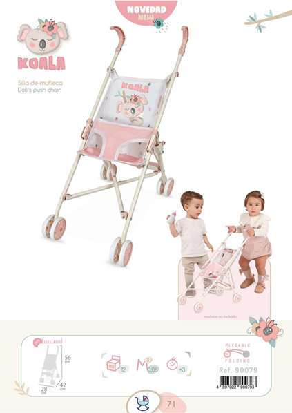 Decuevas Koala - Chaise Pliante pour Poupée, pour Poupées jusqu'à 48 cm, Dimensions 28x42x56 cm, en Métal, Plastique et Polyester