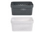 Kipit Panier Multiusage L Assorti Couleurs Cercles 26x21x36 cm Plastique Blanc Gris (Set de 12)