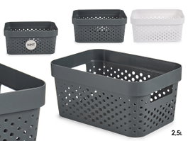 KIPIT Cesta multiuso 2,5 l Blanc et gris cercles