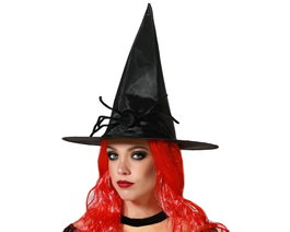 Atosa Chapeau de Sorcière Noir avec Araignée Géante Halloween