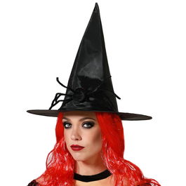Déguisement Sombrero de Sorcière Noir avec Araignée Géante pour Halloween - Accessoire de Fête Effrayant